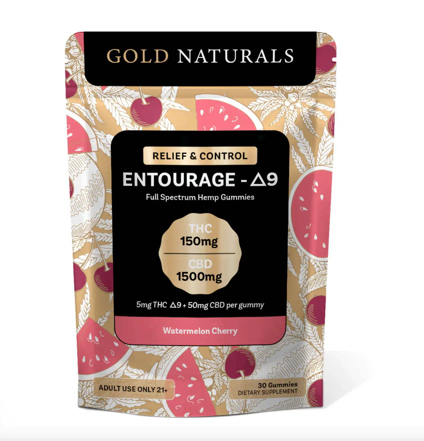 Gold Naturals Entourage D9 Gummy 1Ct Watermelon Cherry (Relief & Control)