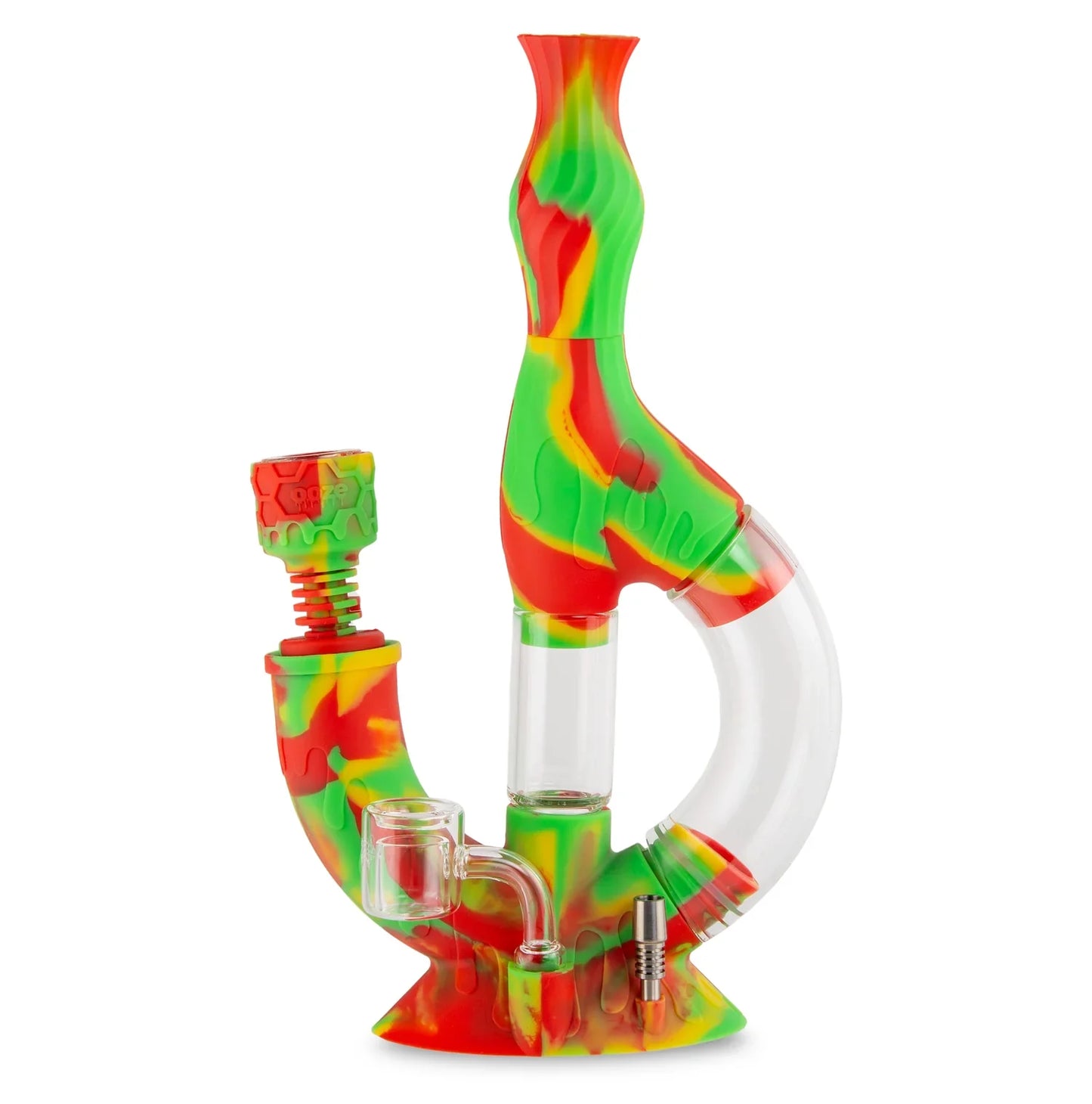 Ooze Echo Silicone Water Pipe & Nectar Collector Rasta