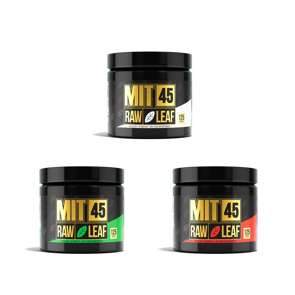 MIT45 Raw Leaf Kratom Capsules | 6200mg 125ct Jar | Group Photo