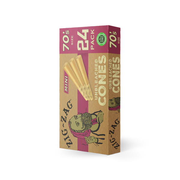 Zig-Zag Mini Cones 24ct Unbleached with packaging