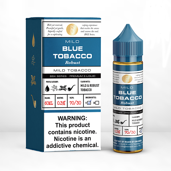 GLAS BSX TFN Series E-Liquid 0mg | 60mL (Freebase) Mild Robust Blue Tobacco with Packaging