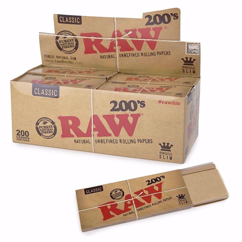 RAW Natural Unrefined Rolling Papers Classic 1 1/4 King Size Slim 200 Packaging