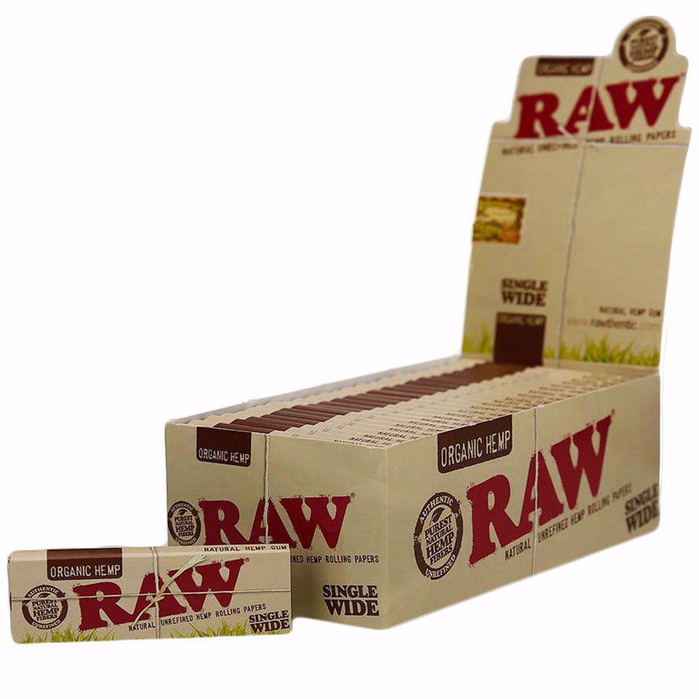 RAW Natural Unrefined Hemp Rolling Paper Organic Hemp Single Wide 25pk