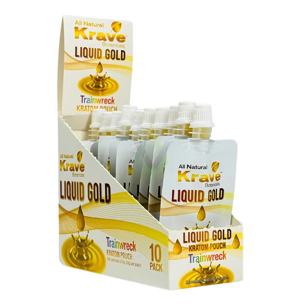 Krave Liquid Gold Kratom Pouch 10pk Trainwreck
