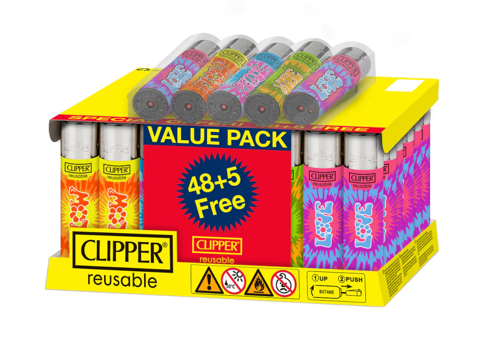 Clipper Reusable Lighter 48+5 Free New Tie Dye