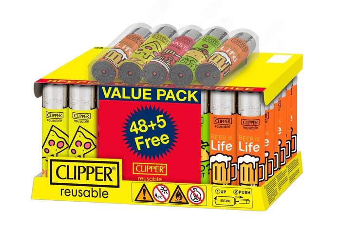 Clipper Reusable Lighter 48+5 Free Famous Food