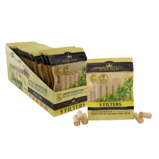 King Palm 5pk Corn Husk Filters 9mm KP-501 with packaging