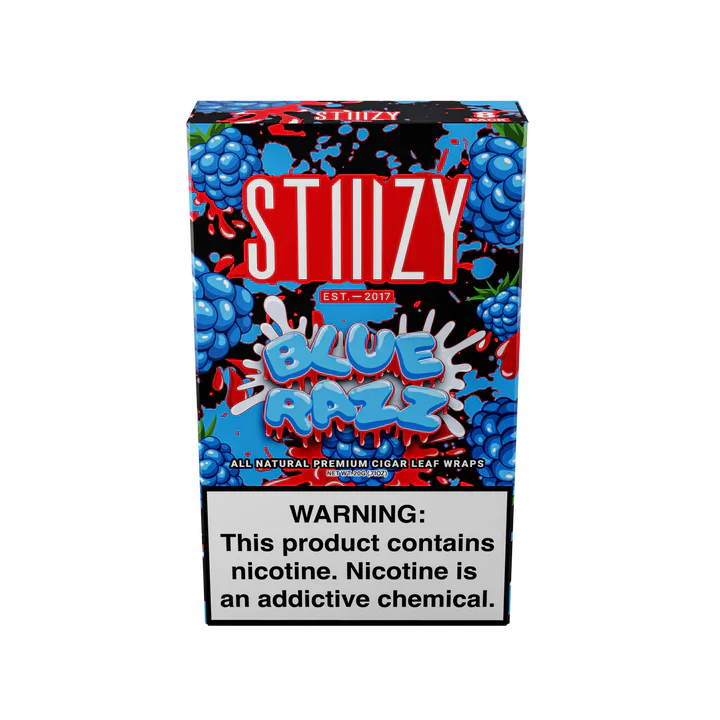 Stiiizy All Natural Premium Cigar Leaf Wraps 20ct Blue Razz Packaging