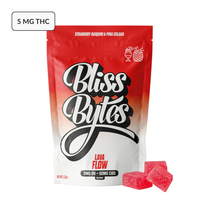 Bliss Bytes THC Gummies 20/10pk Lava Flow with packaging
