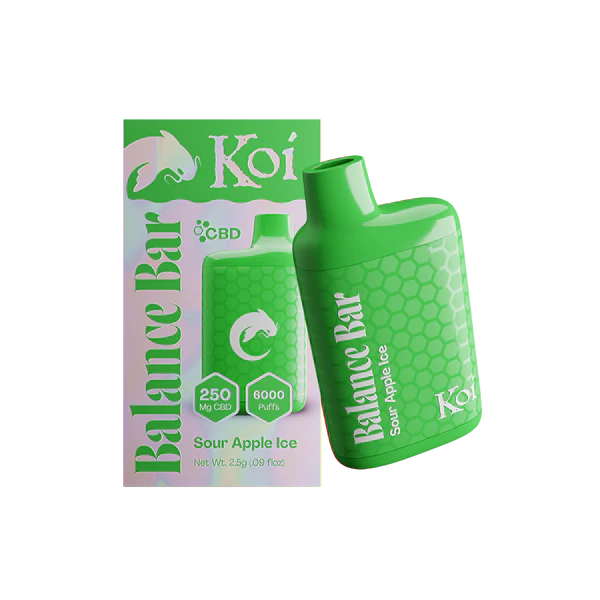 Koi Balance Bar CBD 6K Puff 10pk Sour Green Apple Ice with Packaging