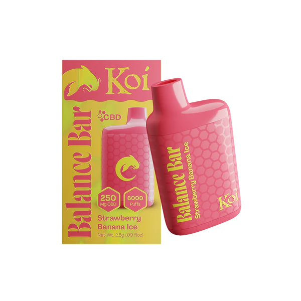 Koi Balance Bar CBD 6K Puff 10pk Strawberry Banana Ice with Packaging
