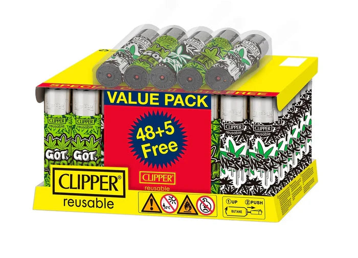 Clipper Reusable Lighter 48+5 Free Graffiti Leaves