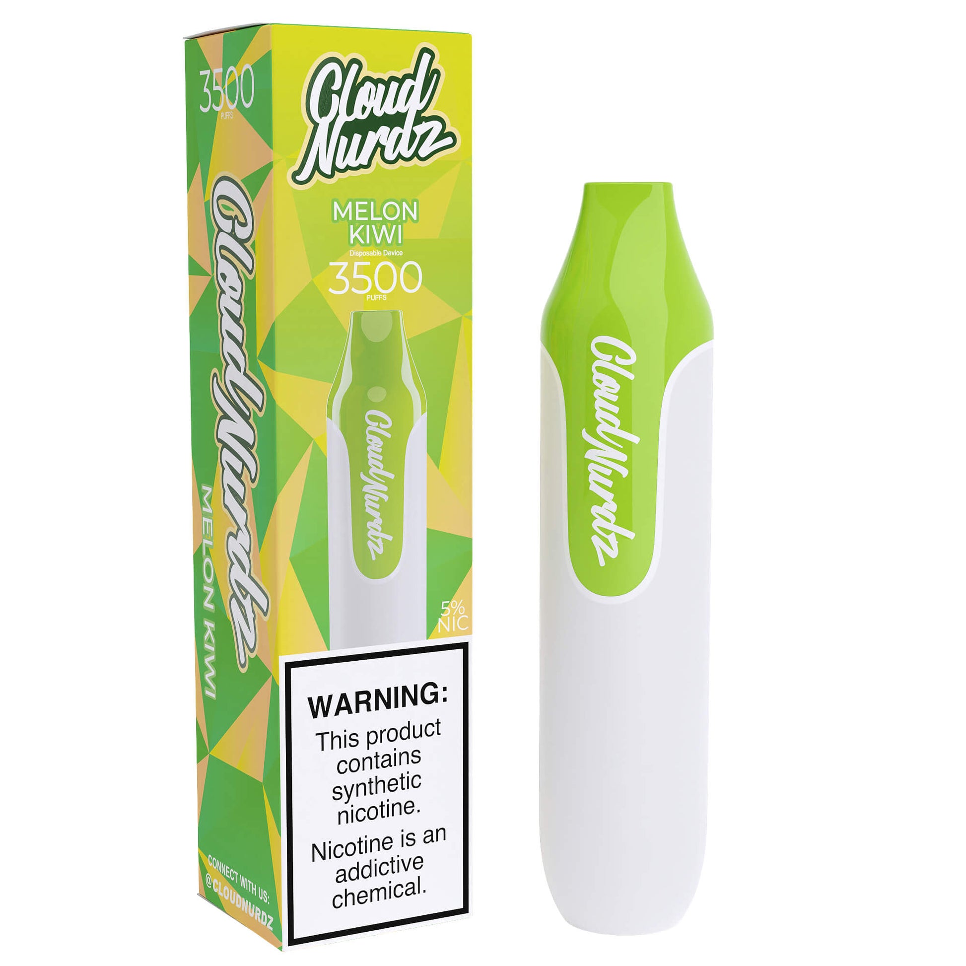 Cloud Nurdz 3500 Puff 2.5% 10PK - Melon Kiwi