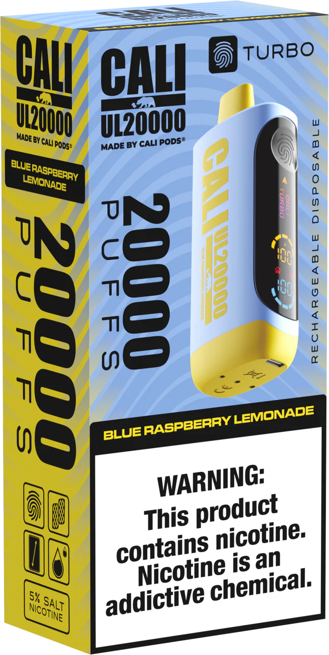 Cali Pod UL20000 6ct Blue Raspberry Lemonade with Packaging
