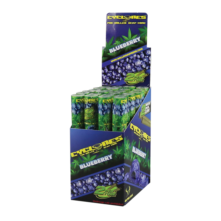 Cyclones Hemp Cones 24pk Blueberry with packaging