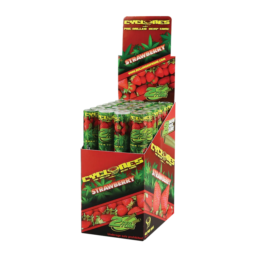 Cyclones Hemp Cones 24pk Strawberry with packaging