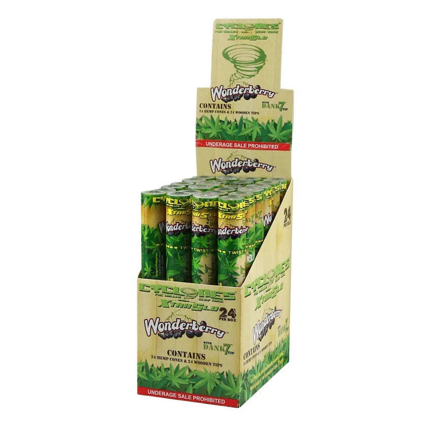 Cyclones Hemp Cones 24pk Wonderberry with packaging