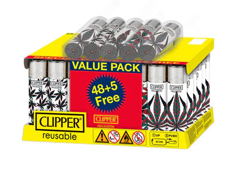Clipper Reusable Lighter 48+5 Free Neon Leaves