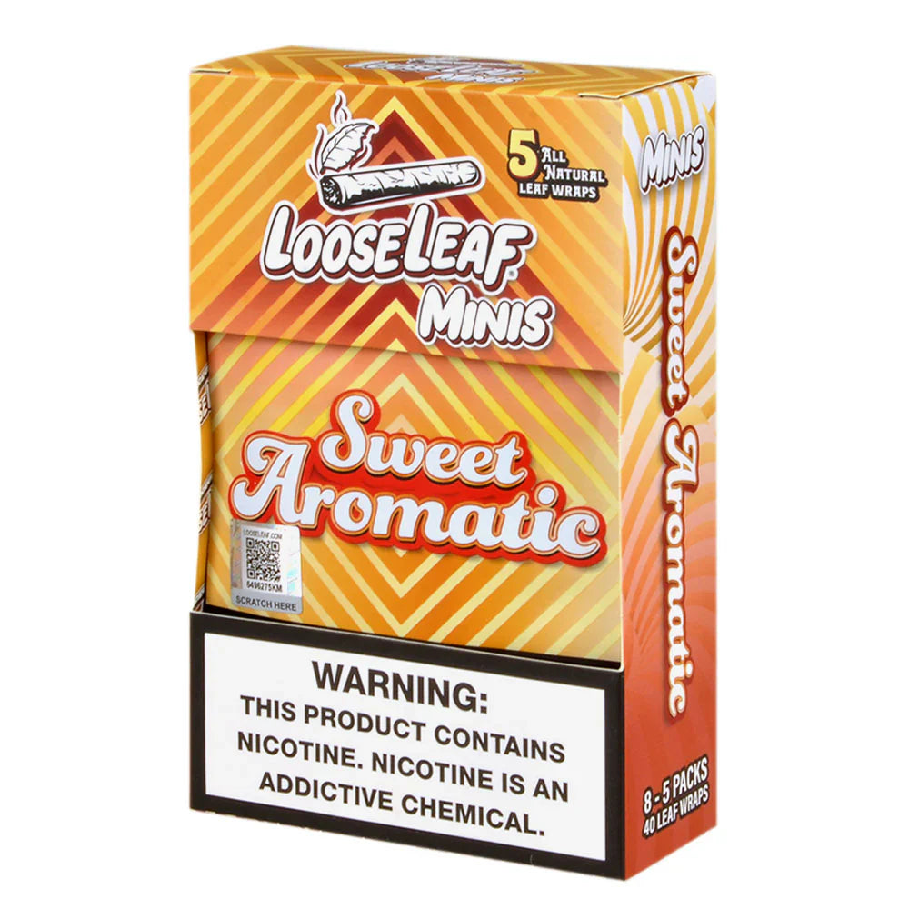 Looseleaf Minis Natural Leaf Wraps 8/5pk Sweet Aromatic Packaging