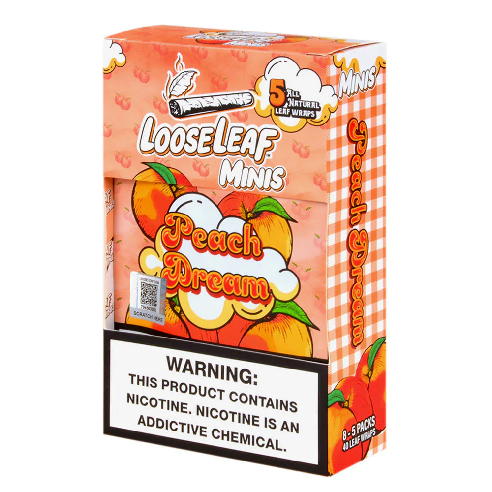 Looseleaf Minis Natural Leaf Wraps 8/5pk Peach Dream Packaging