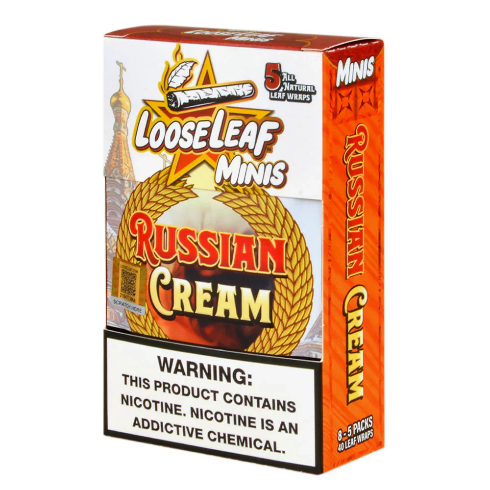 Looseleaf Minis Natural Leaf Wraps 8/5pk Russian Cream Packaging