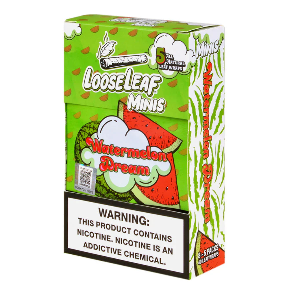 Looseleaf Minis Natural Leaf Wraps 8/5pk Watermelon Dream Packaging