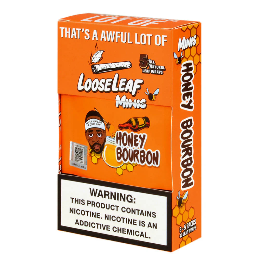 Looseleaf Minis Natural Leaf Wraps 8/5pk Honey Bourbon Packaging