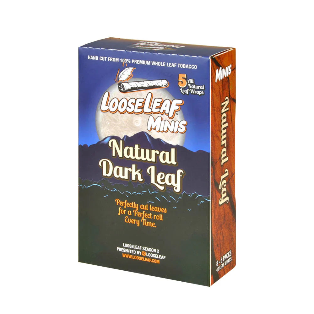 Looseleaf Minis Natural Leaf Wraps 8/5pk Natural Dark Leaf Packaging