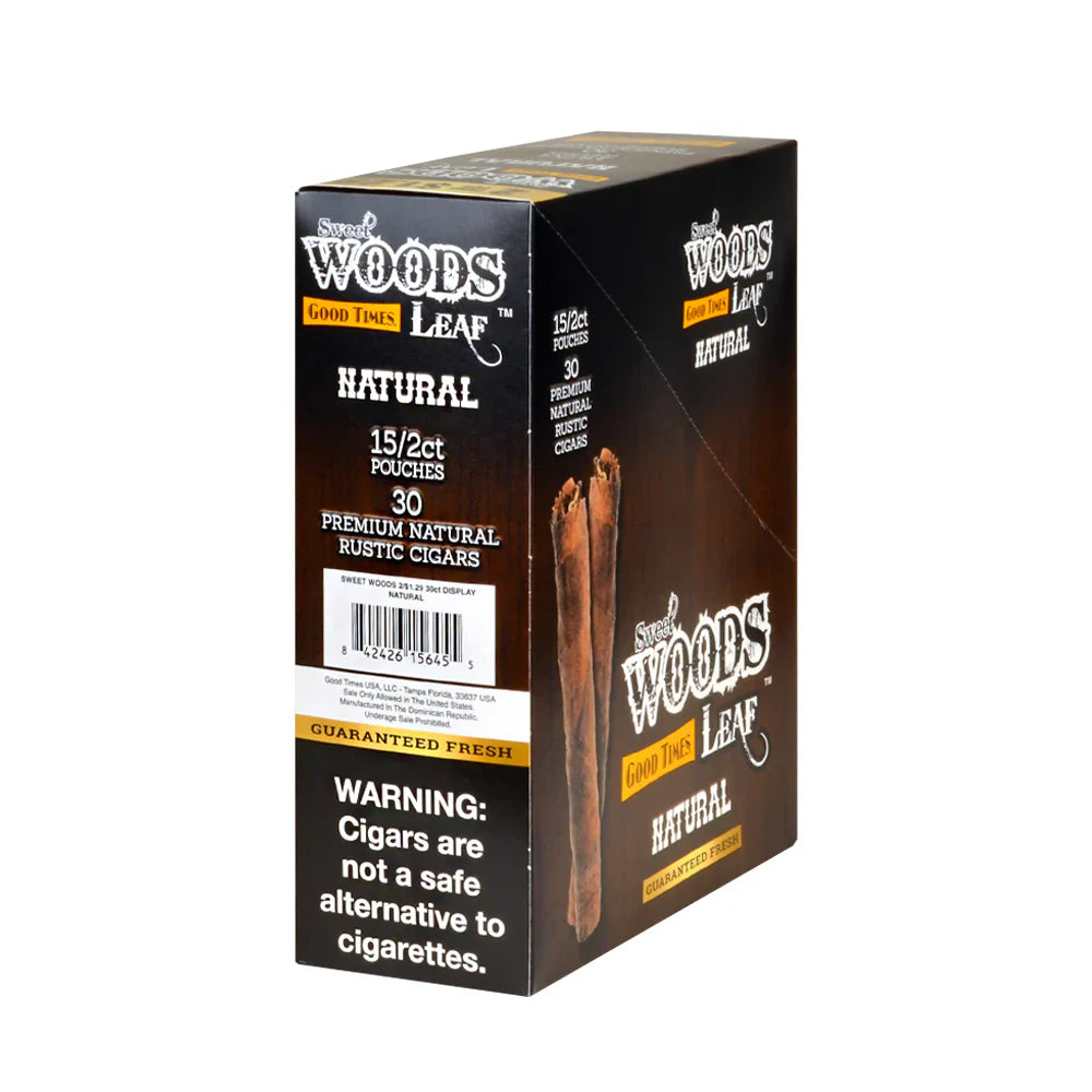 Good Times Sweet Woods Leaf Cigars 15/2ct Natural Packaging