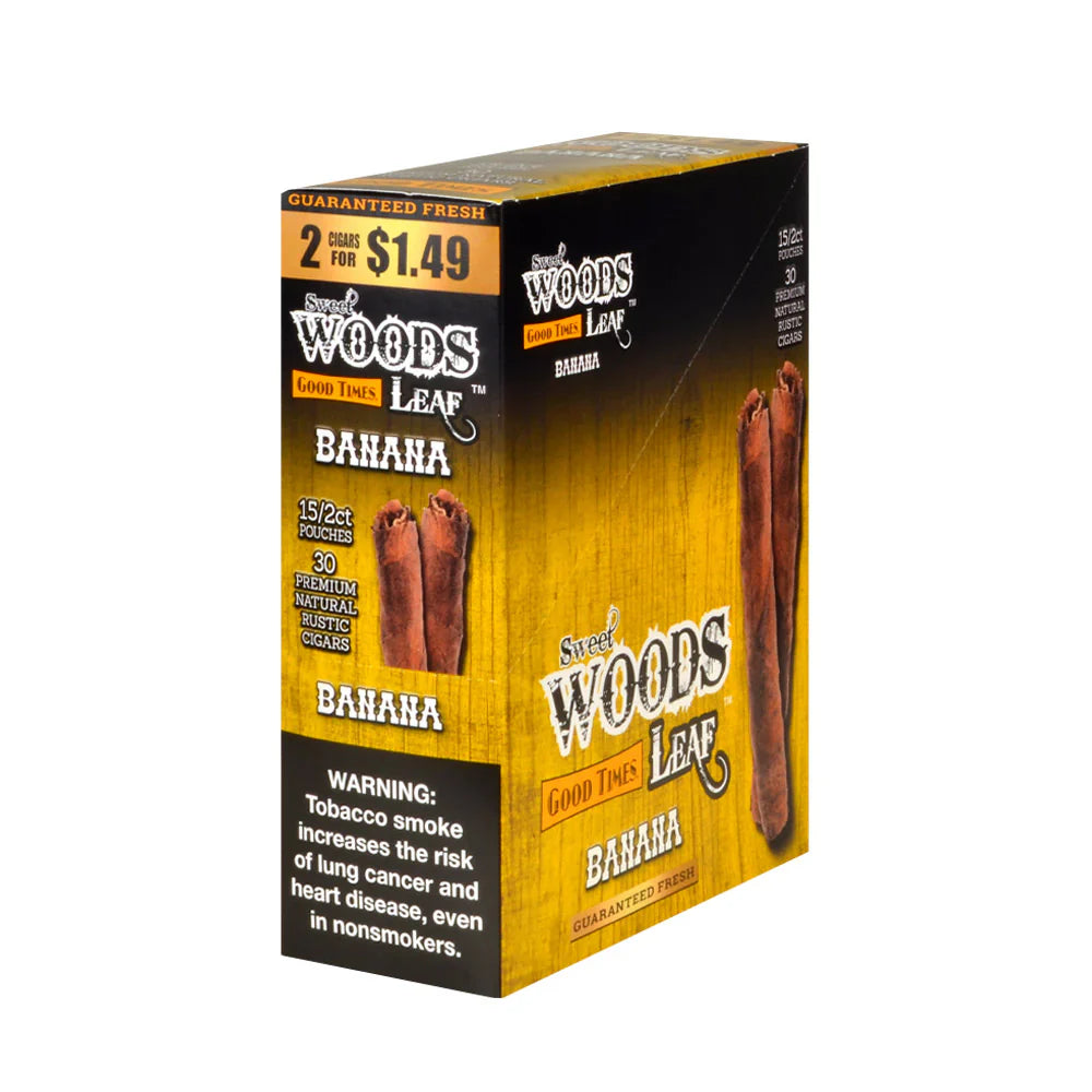 Good Times Sweet Woods Leaf Cigars 15/2ct Banana Packaging