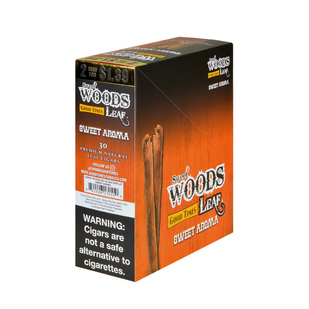 Good Times Sweet Woods Leaf Cigars 15/2ct Sweet Aroma Packaging