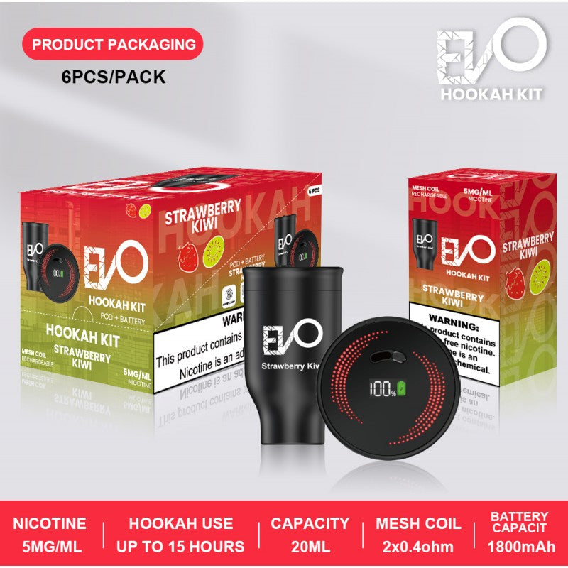 Evo Hookah Bowl Kit Single | Strawberry Kiwi with Packaging