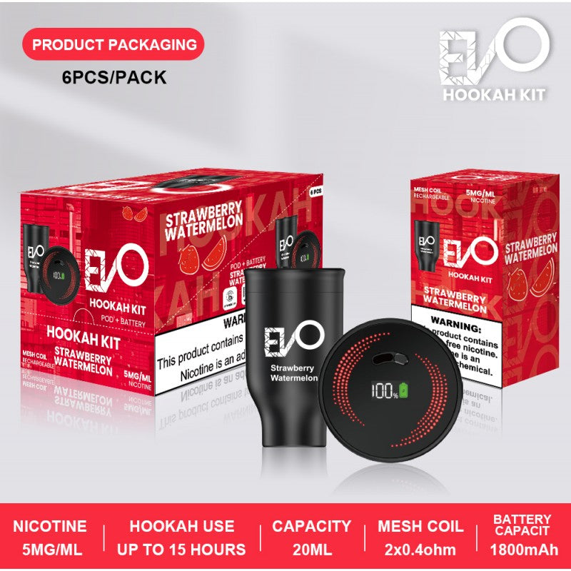 Evo Hookah Bowl Kit Single | Strawberry Watermelon with Packaging
