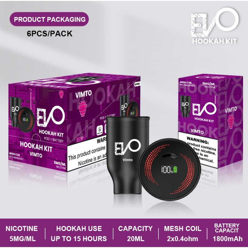 Evo Hookah Bowl Kit Single | Vimto with Packaging