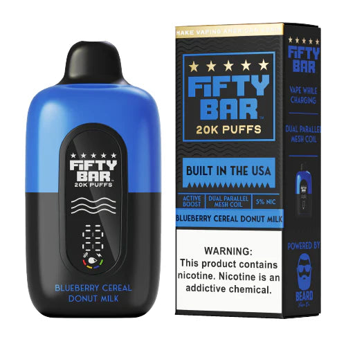 Fifty Bar 20k Puff 5ct Bluebrry Cerealdonut Milk with packaging