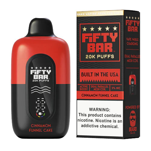 Fifty Bar 20k Puff 5ct Cinnamon Funnel Cake with packaging