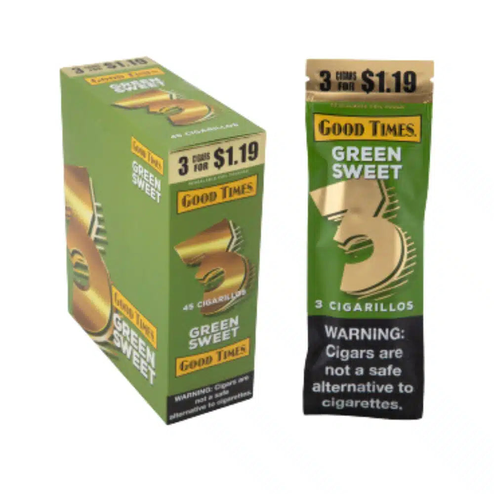 Good Times Cigarillos 3 For $1.19 15/3ct Green Sweet with Packaging