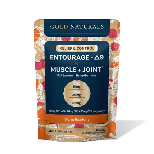 Gold Naturals Entourage D9 Gummies 30Ct Orange Raspberry (Muscle +Joint)