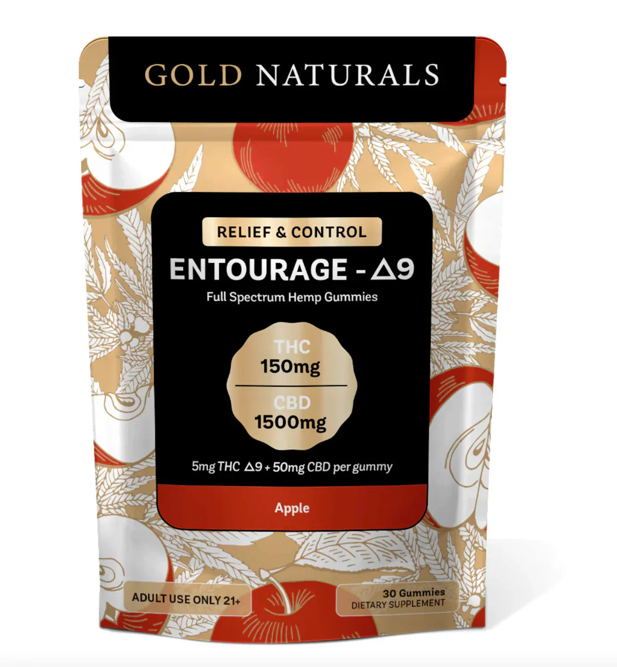 Gold Naturals Entourage D9 Gummy 1Ct Apple (Relief & Control)