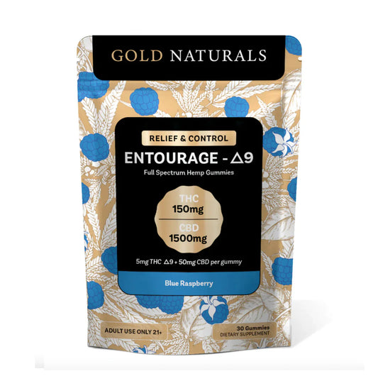 Gold Naturals Entourage D9 Gummy 1Ct Blue Raspberry (Relief & Control)