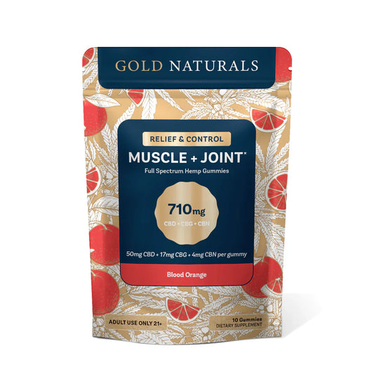 Gold Naturals Hemp Gummies 10Ct (Muscle + Joint) Blood orange (Pack)