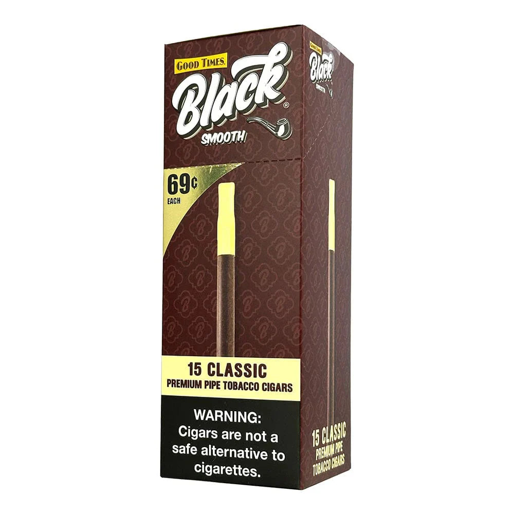 Good Times Black Smooth Premium Pipe Tobacco Cigars 15ct Classic Packaging
