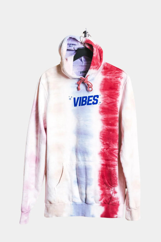 Vibes Vibe Tribe Striped Tie Dye Hoodie