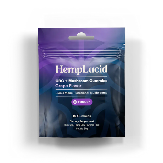 Hemplucid Mushroom Gummies 10Ct Grape flavor (Focus)