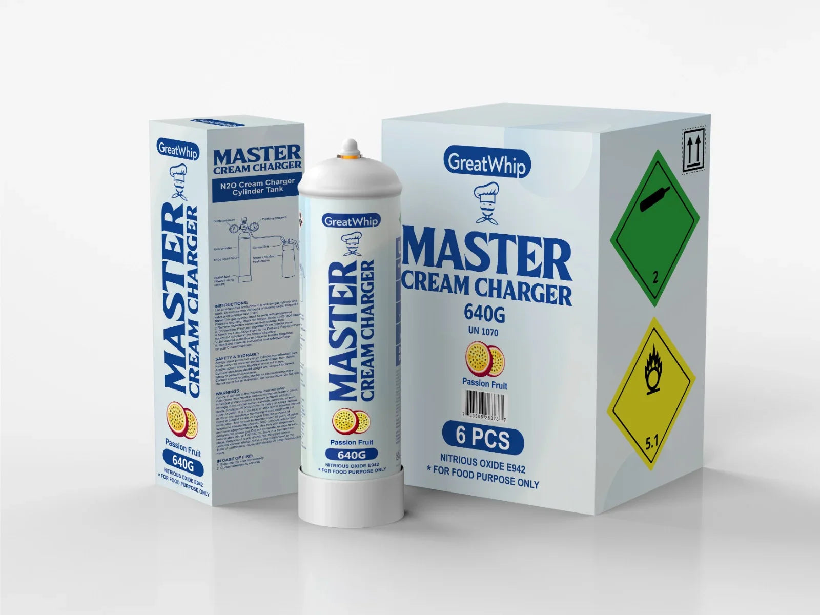 Great Whip Master 640g 6pcs Passion Fruit with Packaging