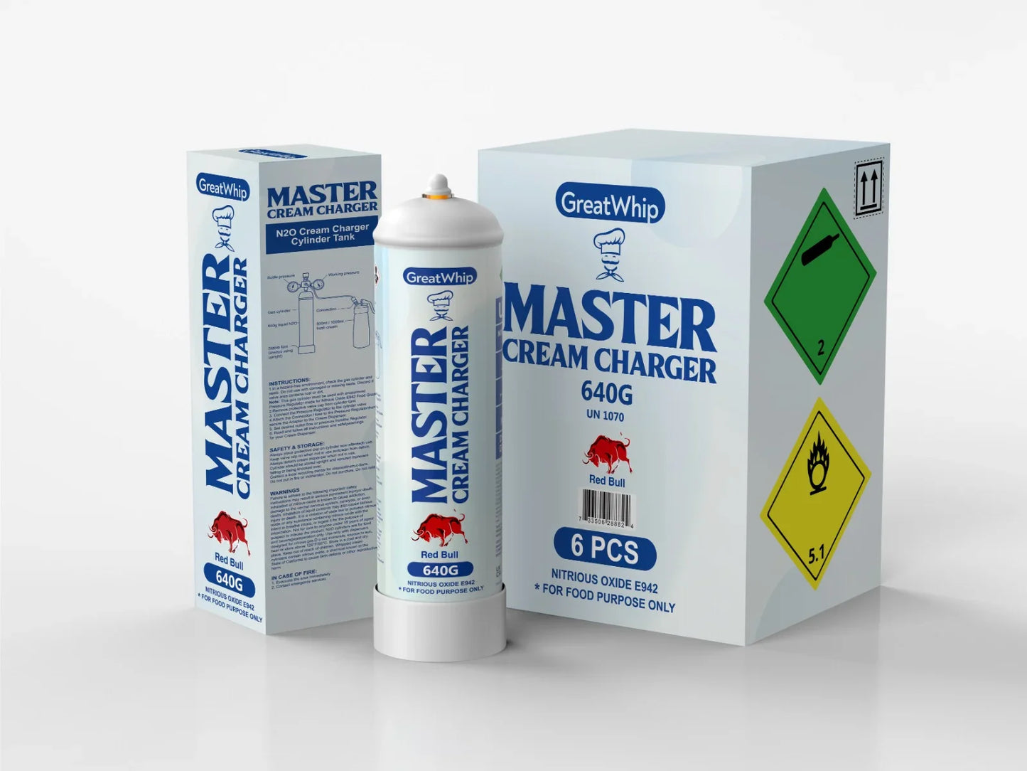 Great Whip Master 640g 6pcs Red Bull with Packaging