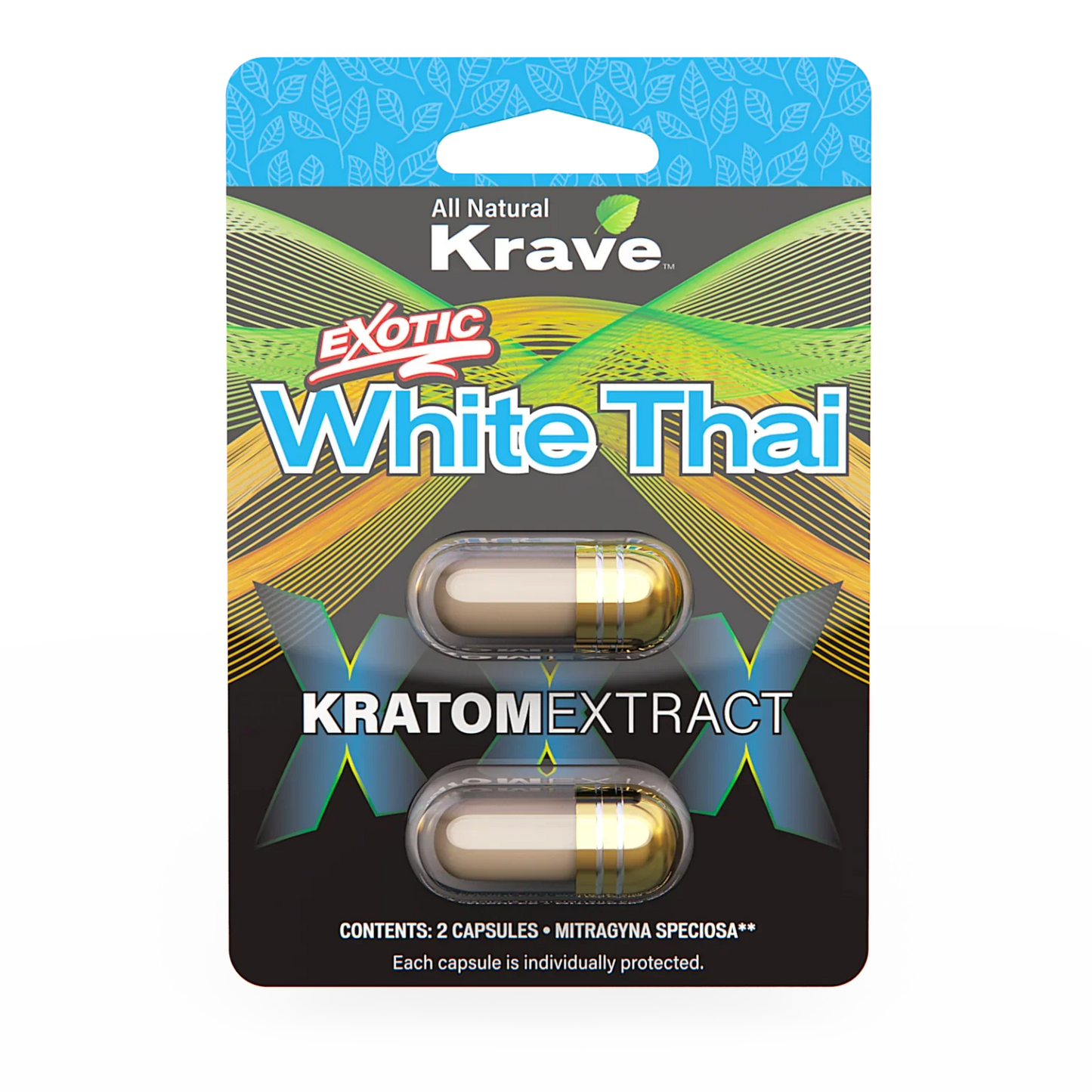Krave Exotic Extract Kratom 2 Capsule | 6pk | White Thai