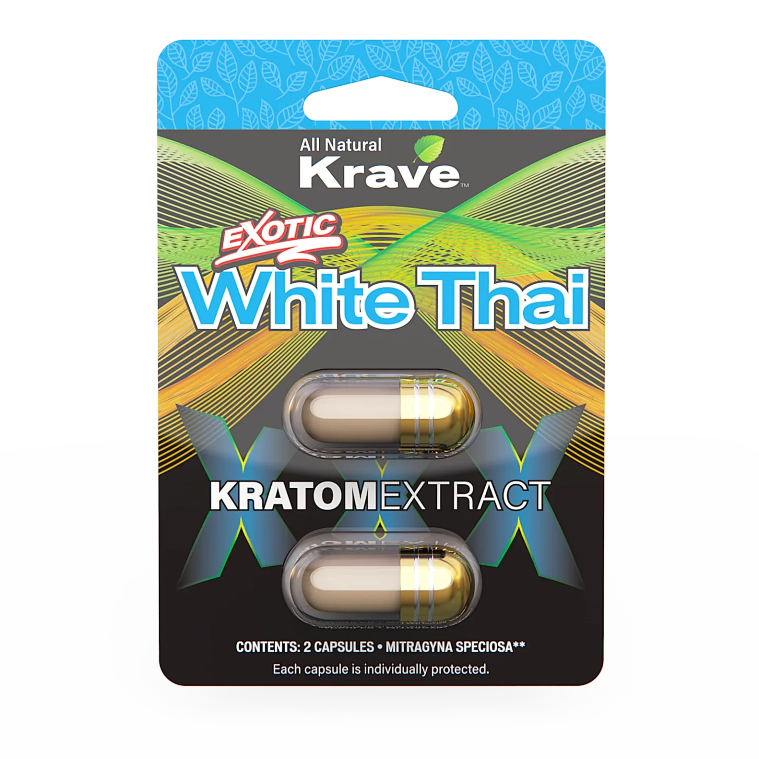 Krave Exotic Extract Kratom 2 Capsule | 6pk | White Thai