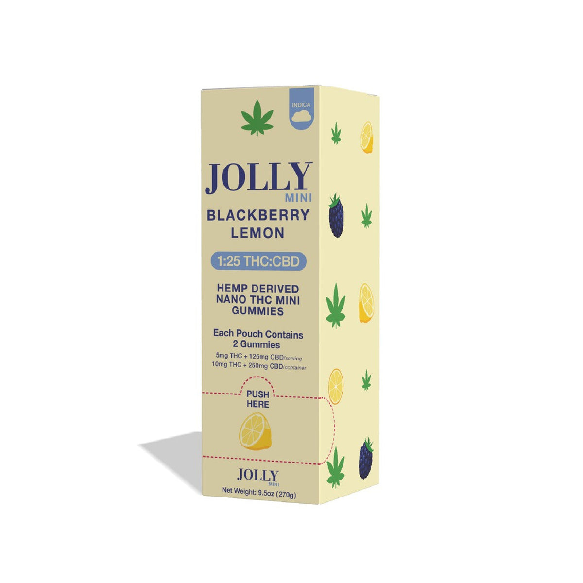 Jolly Mini Gummies 1:25 30Ct Blackberry Lemon Packaging