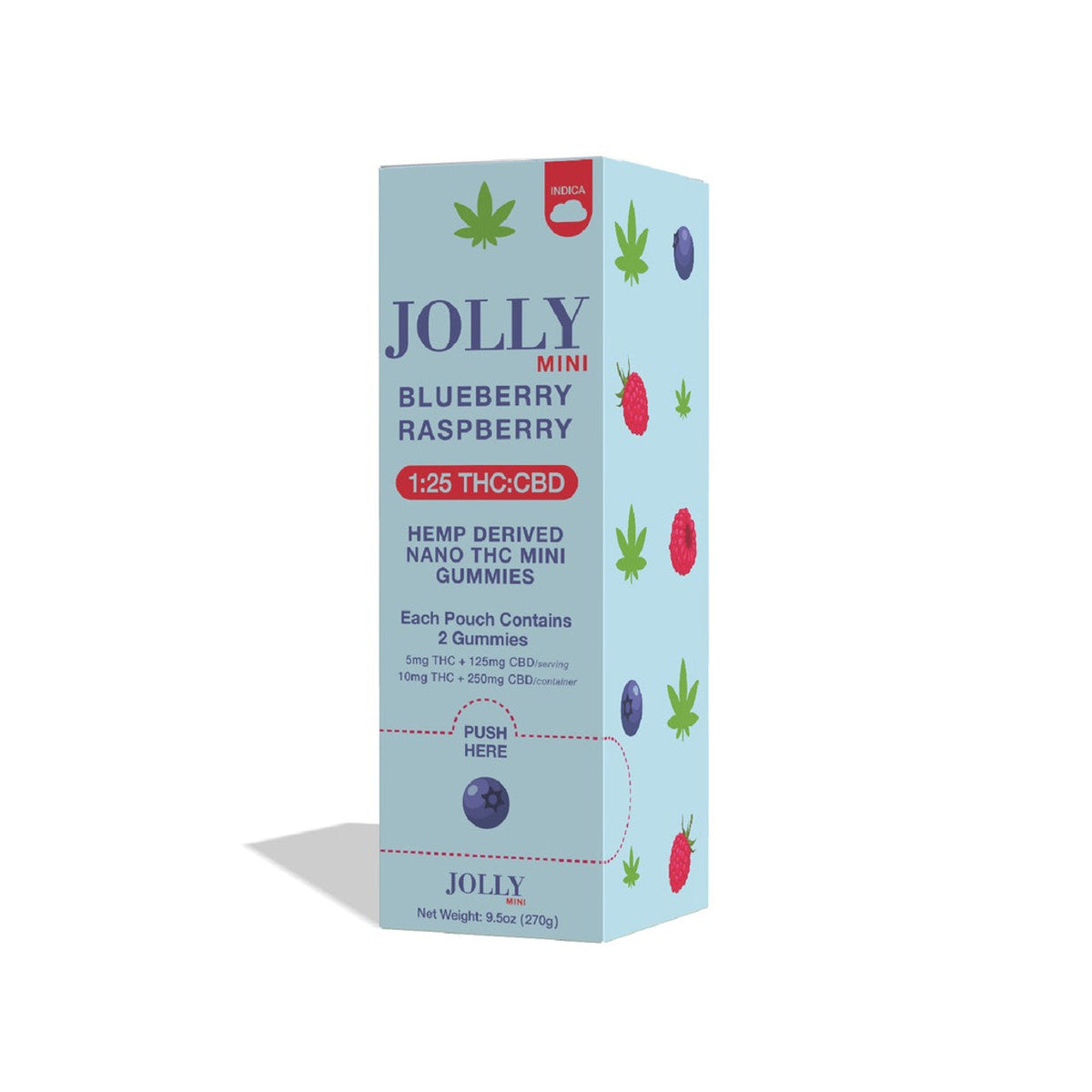 Jolly Mini Gummies 1:25 30Ct Blueberry Raspberry Packaging